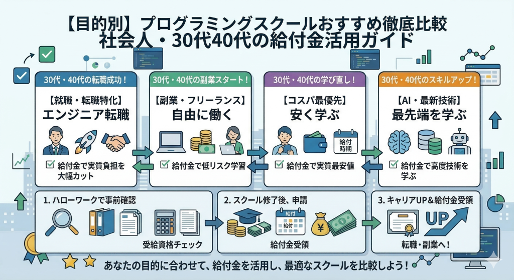 プログラミングスクール 30代 40代 給付金 社会人
